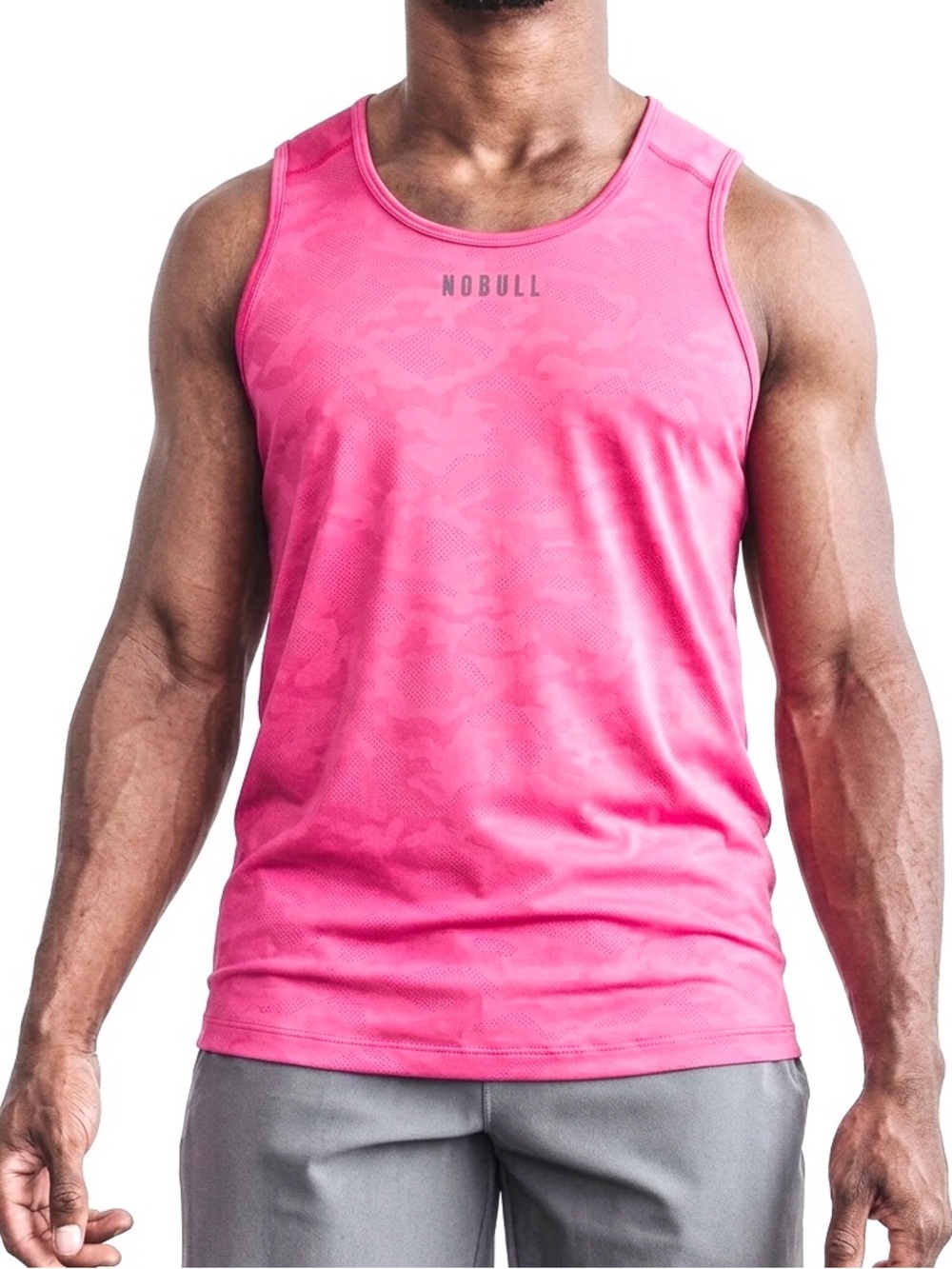 NWT NOBULL Men's Textured Camo Tank - XL - Neon Pink Camo